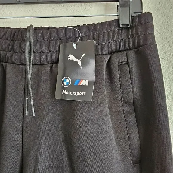 Puma BMW Race Pants Joggers Men's M Metal Energy Black Blue 536418-01 Fleece New